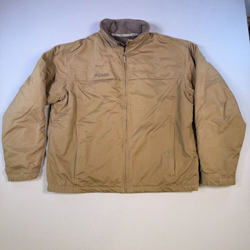 Columbia Mens Brown Double-Lined Fleece Jacket Zip Closure Inner Pockets Size L